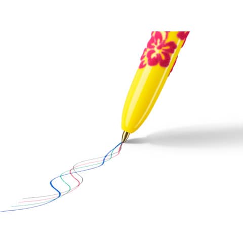 Penna a sfera a scatto BIC 4 Colours Velours M 1 mm in conf. 12 fantasie assortite - 9672771